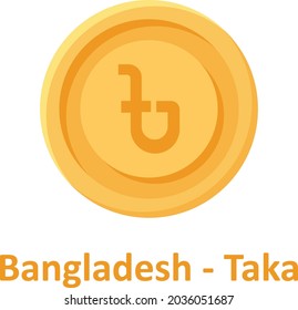 Bangladesh Taka Coin Isolated Vector icon which can easily modify or edit

