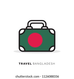 Bangladesh travel concept. Suitcase vector icon with national country flag