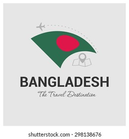 Bangladesh The Travel Destination logo - Vector travel company logo design - Country Flag Travel and Tourism concept t shirt graphics - vector illustration