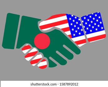 Bangladesh and USA flags Handshake vector