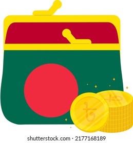 Bangladesh  vector hand drawn flag,Bangladeshi Taka