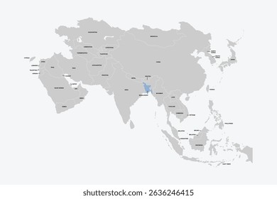 Bangladesh vector map, Asia map Silhouette isolated on white background. for website layouts, background,education,travel worldwide, map silhouette and earth geography