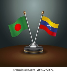 Bangladesh and Venezuela table flags relation  with gradient backgrund. Vector Illustration