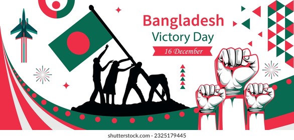 Bangladesh victory day banner with Bangladesh map and flag colors theme background and geometric abstract retro modern Green and Red design. Bangladesh National Day Vector.