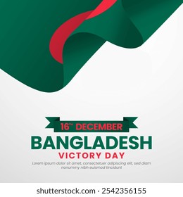 Bangladesh victory day, national day, independence day background with realistic waving flag