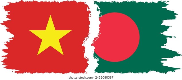 Bangladesh and Vietnam grunge flags connection, vector