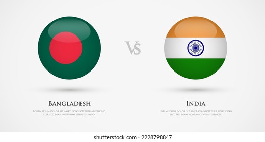 Plantilla banderas de país de Bangladesh vs India. El concepto de juego, competencia, relaciones, amistad, cooperación, contra.