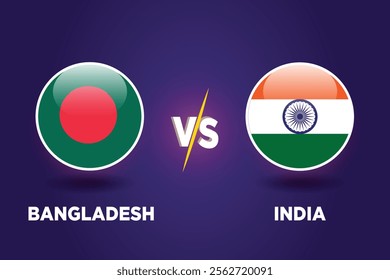 Bangladesh vs India , cricket match concept. with rival flags of both teams in circular shape isolated on blue background.with editable EPS file.
BANG vs IND.