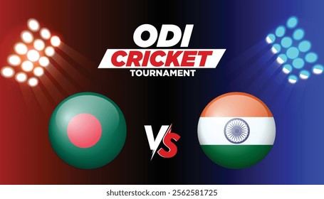 BANGLADESH VS INDIA template for sports. Cricket International Tournament 2025 vector illustration graphics. India vs Bangladesh Clash.