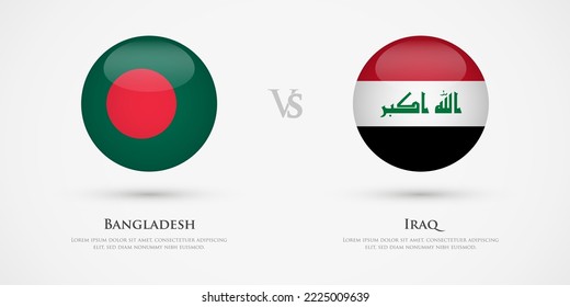 Bangladesh vs Iraq country flags template. The concept for game, competition, relations, friendship, cooperation, versus.