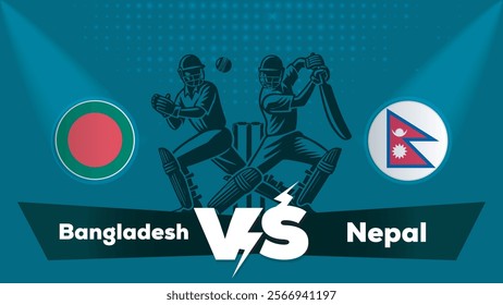 Bangladesh VS Nepal , Nepal Vs Bangladesh cricket match , Cricket match concept with creative illustration.eps