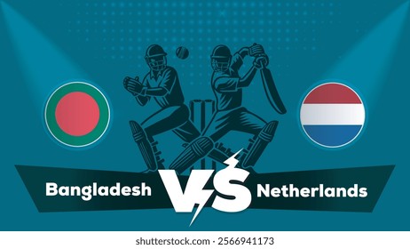 Bangladesh VS Netherlands , Netherlands Vs Bangladesh cricket match , Cricket match concept with creative illustration.eps