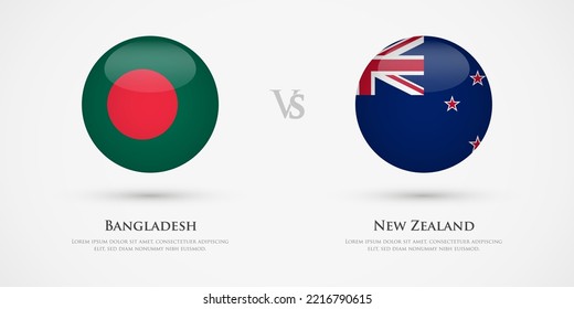 Bangladesh vs New Zealand country flags template. The concept for game, competition, relations, friendship, cooperation, versus.