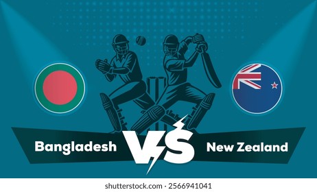 Bangladesh VS New Zealand Match , New Zealand Vs Bangladesh cricket match , Cricket match concept with creative illustration.eps