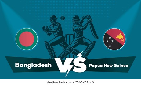 Bangladesh VS Papua New Guinea Match , Papua New Guinea Vs Bangladesh cricket match , Cricket match concept with creative illustration.eps