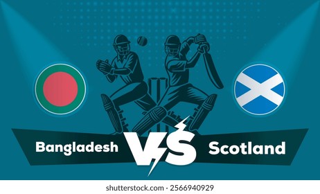 Bangladesh VS Scotland , Scotland Vs Bangladesh cricket match , Cricket match concept with creative illustration.eps