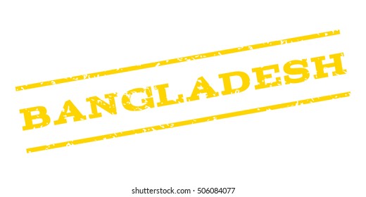 Bangladesh watermark stamp. Text Tag between parallel lines with grunge design style. Rubber seal stamp with scratched texture. Vector yellow color ink imprint on a white background.