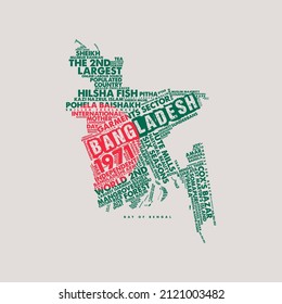 Bangladesh word cloud vector illustration design, word art for BD