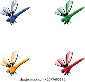 Bangladeshi grasshopper vector illustration. Different colors grasshopper. Bangladeshi insect. Different colors grasshopper set vector. Indian insect vector set. 