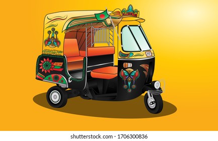 Bangladeshi old baby taxi illustration