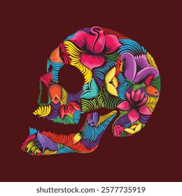  Bangladeshi rickshaw painting style vector skull design. Sugar Skulls. Day of the Dead Skull, isolated on white background. Dia de los Muertos. Mexican sugar skull. Design element for logo, emblem