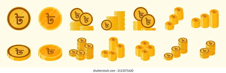 Bangladeshi Taka Coin Icon Set