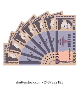 Bangladeshi Taka Vector Illustration. Bangladesh money set bundle banknotes. Paper money 1000 BDT. Flat style. Isolated on white background. Simple minimal design.