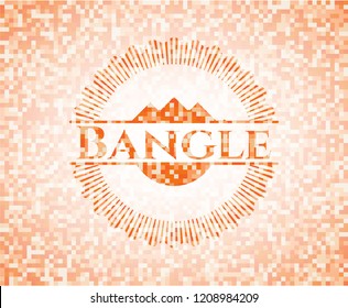 Bangle abstract orange mosaic emblem with background