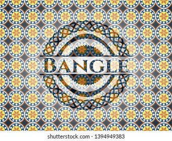 Bangle arabic badge background. Arabesque decoration.