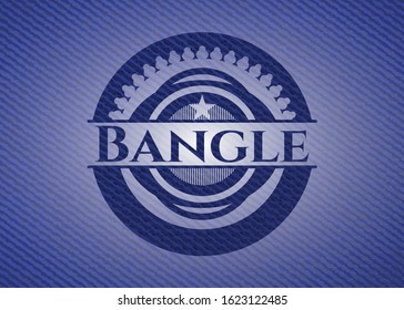 Bangle badge with denim background. Vector Illustration. Detailed.