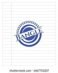 Bangle emblem draw with pen effect. Blue ink. Vector Illustration. Detailed.