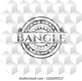 Bangle grey badge with geometric cube white background