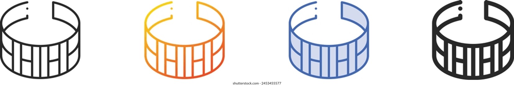 bangle icon.Thin Linear, Gradient, Blue Stroke and bold Style Design Isolated On White Background