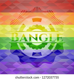 Bangle on mosaic background with the colors of the LGBT flag