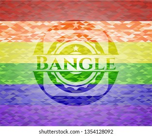 Bangle on mosaic background with the colors of the LGBT flag