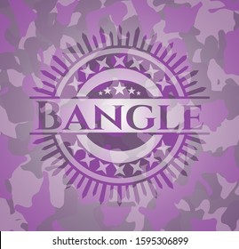 Bangle pink and purple camo emblem. Vector Illustration. Detailed.