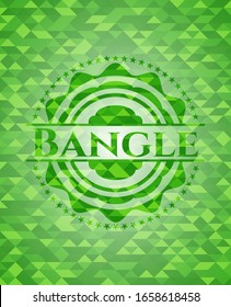 Bangle realistic green emblem. Mosaic background. Vector Illustration. Detailed.