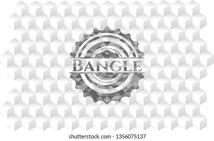 Bangle realistic grey emblem with cube white background