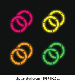 Bangles four color glowing neon vector icon