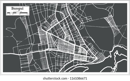 Bangui Central African Republic City Map in Retro Style. Outline Map. Vector Illustration.