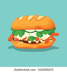 Banh Mi background. Design with cartoon style. Vector design illustration.