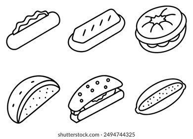 Banh Mi line art detailed food drawing