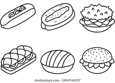 Banh Mi line art minimalist sandwich depiction