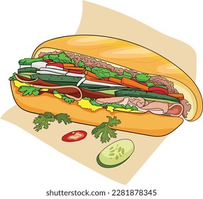 Banh mi Vietnam, sándwich vietnamita, comida popular vietnamita, cocina vietnamita