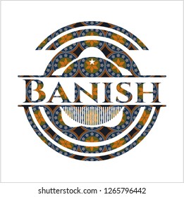Banish arabic badge. Arabesque decoration.