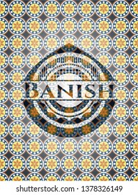 Banish arabic badge background. Arabesque decoration.