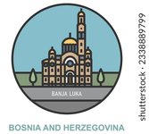 Banja Luka. Cities and towns in Bosnia and herzegovina. Flat landmark
