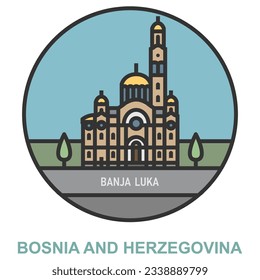 Banja Luka. Cities and towns in Bosnia and herzegovina. Flat landmark