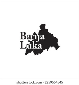 Banja Luka map and black lettering design on white background