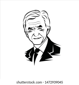 Banjarmasin, Indonesia - August 05 2019: Bernard Arnault Line Art Vector Portrait